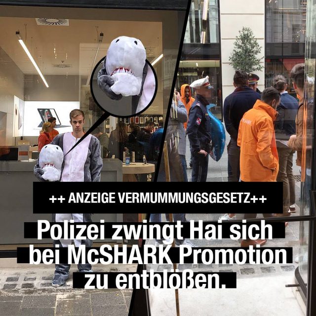 Multata una mascote/fursuit squalo per via di una legge contro i burka